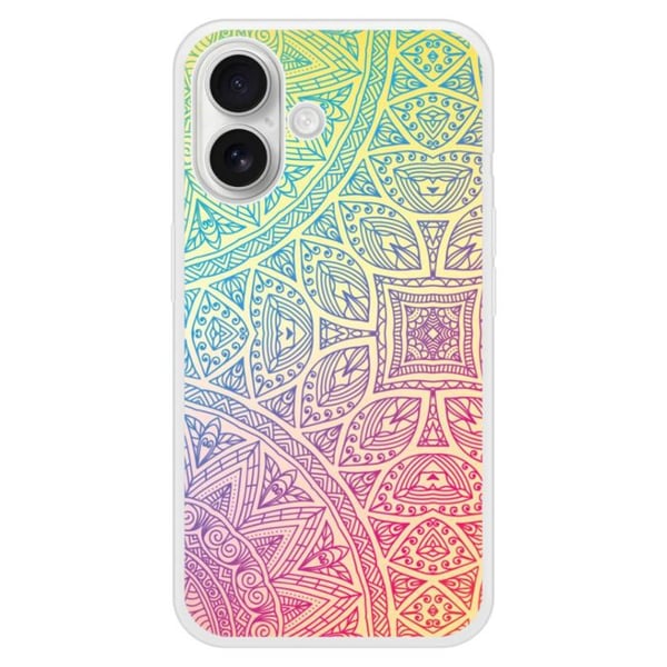 Coque i silikon förstärkt tryckt kompatibel med Apple iPhone 16 Plus Mandala Pastel
