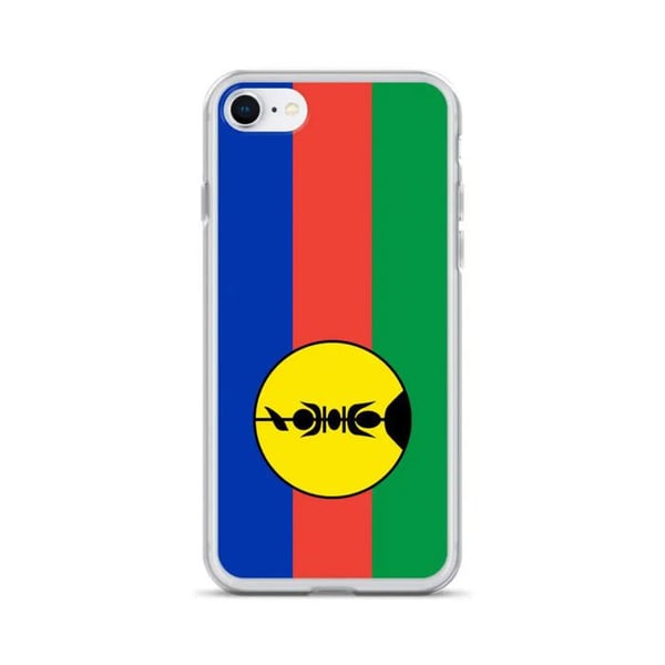 Mobilskal – Nya Kaledoniens flagga – Kompatibel med iPhone 7 Plus – Mjukt fodral – Slitstarkt och stötbeständigt – Pixelforma