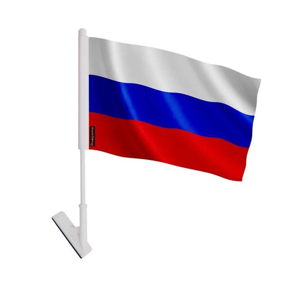 Klistret flagga Ryssland – 14 x 21 cm – Mjuk polyester – Lätt att fästa – 1 styck – Pixelforma