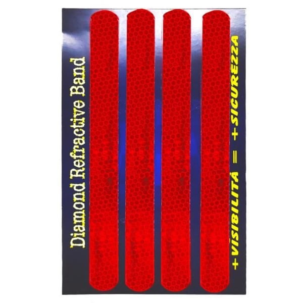 Reflekterande tejpbitar - Diamant - Röd - 20 x 240 mm - Paket med 4 stycken - Ökad säkerhet