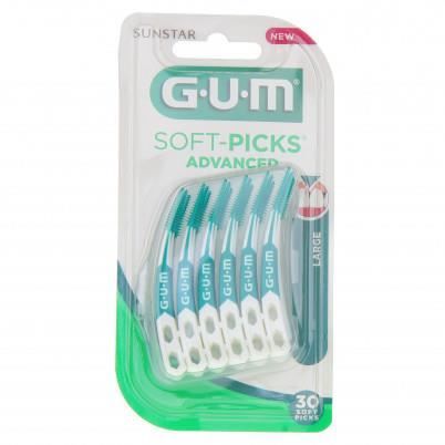 Interdentala borstar - GUM - Soft Picks Advanced - 30 enheter - Mjuka - Effektiva
