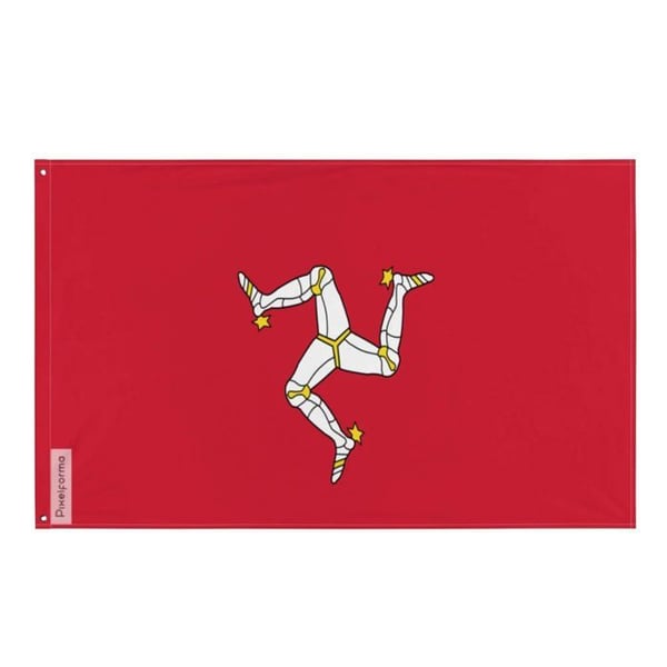 Flagga Isle of Man – 90 x 150 cm – Hållbar Polyester – 2 Metalöljetter – Inomhus / Utomhus – Pixelforma