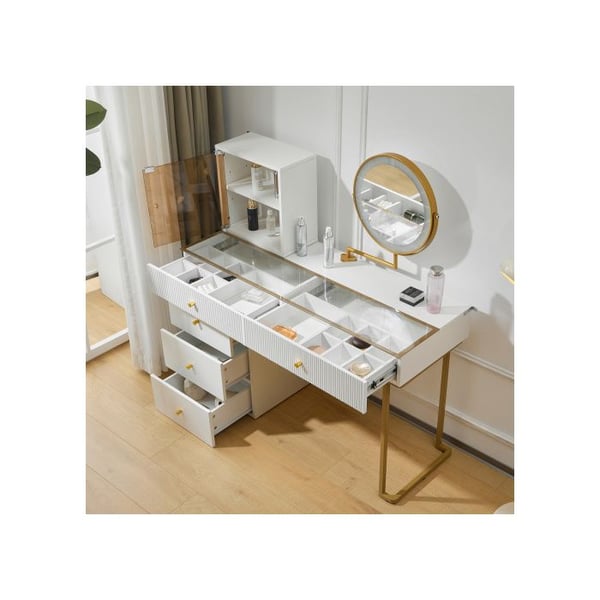 Coiffeuse - MUVOE - Miroir lysende LED - Hvid - 120x45x115 cm - Nem montering