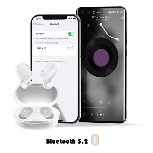 Bluetooth-hörlurar - AVIZAR - In-ear - Batteritid 12 timmar - Klar ljud - Räckvidd 10m