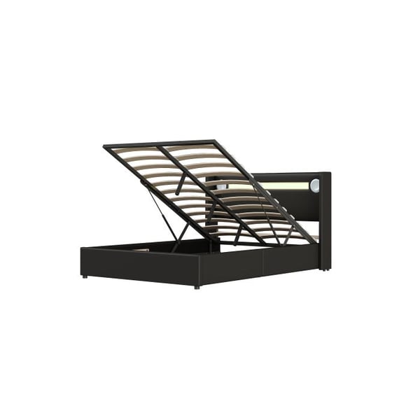 Seng 140x200 - MUVOE - Seng med LED - Bluetooth - Opbevaring - PU-læder