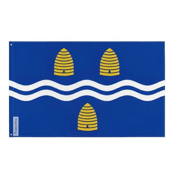 Brockville Flagga – 160 x 240 cm – Hållbar Polyester – 2 Metalöglor – Inomhus / Utomhus – Pixelforma