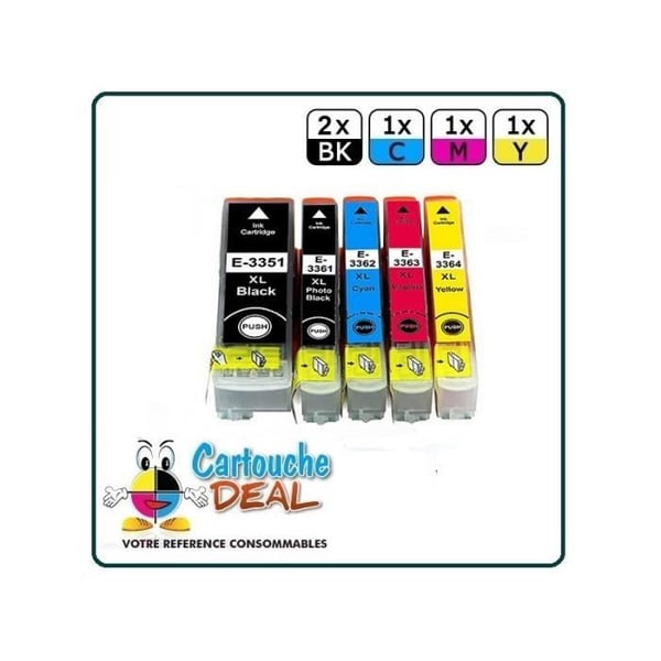 Bläckpatroner - EPSON - 33XL - 5 pack - Kompatibel - Flera färger - 22ml och 13ml