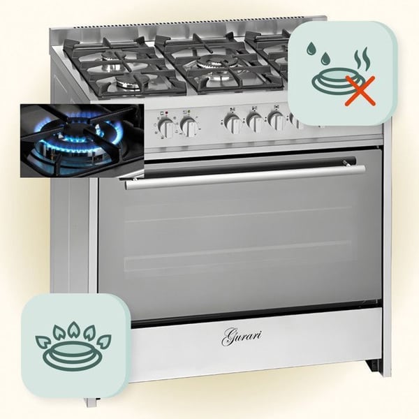 Gaskök - Gurari - GCH E 911 - Rostfritt stål - 90 cm - 8 funktioner Gaskök - Gurari - GCH E 911 - Rostfritt stål - 90 cm - 8 funktioner