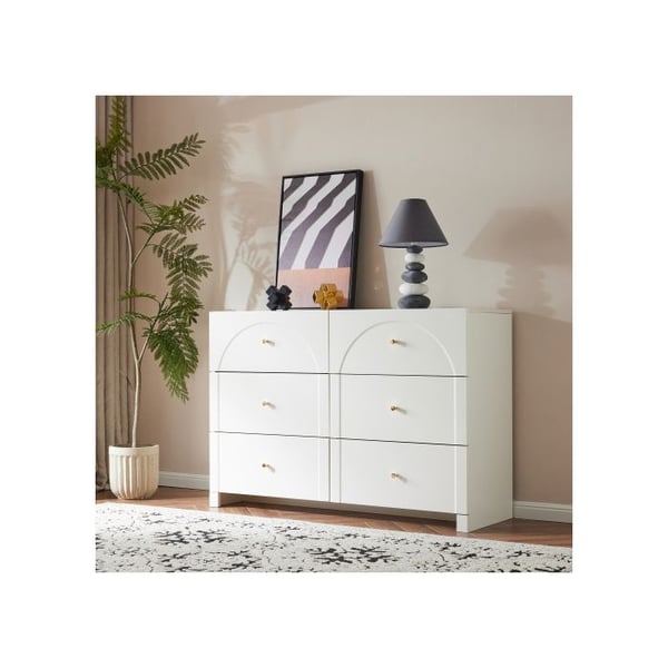 Kommode - MUVOE - 6 skuffer - Hvid creme - Romantisk - H82/B120/T40 cm