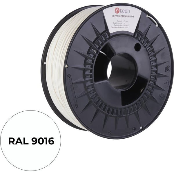 Filament PLA - C-TECH - PREMIUM LINE - Vit RAL9016 - 1,75 mm - 1 kg - FDM