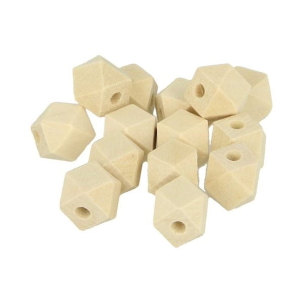 14 POLYGONAL PERLAR TRÄ - 12X16 MM - SMYCKEN