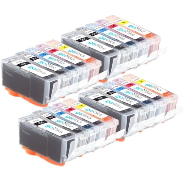 Set med 5 Canon PGI-520 & CLI-521 Kompatibla Bläckpatroner - Go Inks - Svart, Cyan, Magenta, Gult