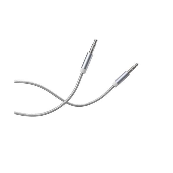 Ljudkabel 3,5 mm - FORCE POWER - Förstärkt vävd nylon - 3m - Vit - Optimal överföring