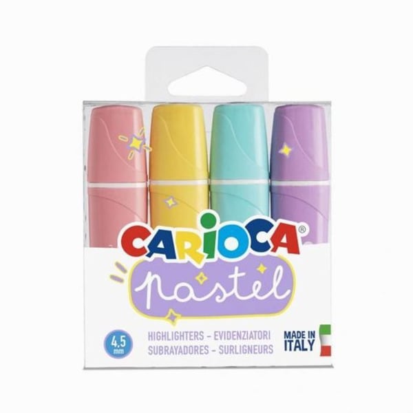 Surlinje - CARIOCA - 4 Pastellfärger - Tvättbar bläck - Snedspets 5mm