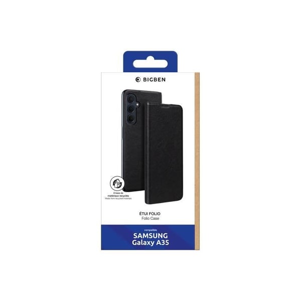 Étui för Samsung Galaxy A35 - BIGBEN - Folio Stand Edition - Svart - Kortplats - Semi-stiv