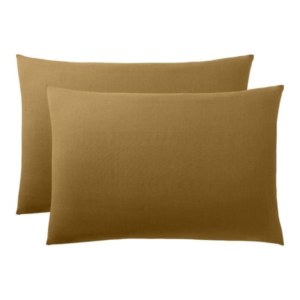 "Premium" 6-delars sängkläder för säng 140 x 190 cm 100% bomull - Premium Karamell -