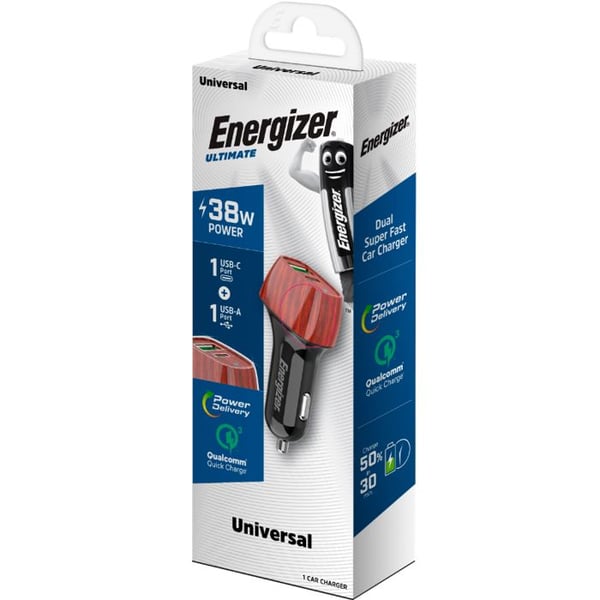 Laddare Bil - Energizer - 38 W - 1 USB-C-port - 1 USB-A-port - Snabbladdning