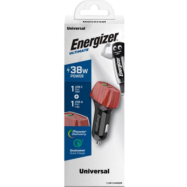 Laddare Bil - Energizer - 38 W - 1 USB-C-port - 1 USB-A-port - Snabbladdning