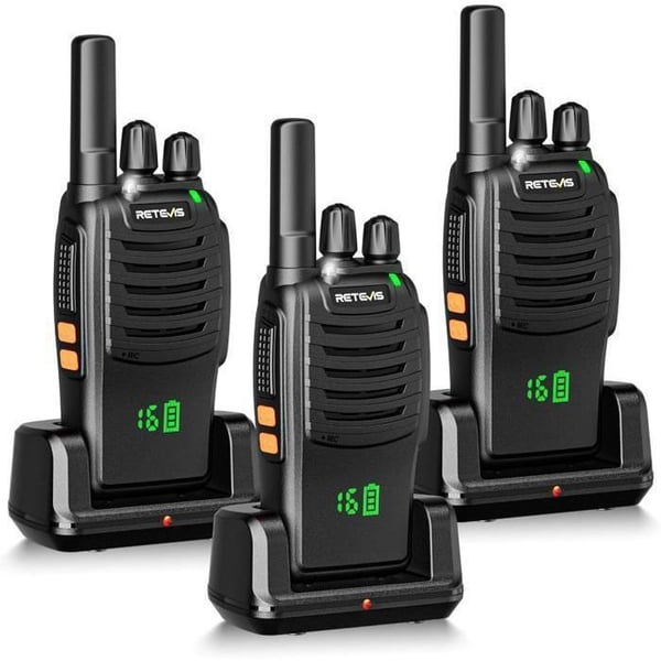 Retevis H777H Professionell Walkie Talkie, med Skärm, Typ C Laddning och USB Laddare, Lång Räckvidd PMR446, VOX, Larm (3 St)