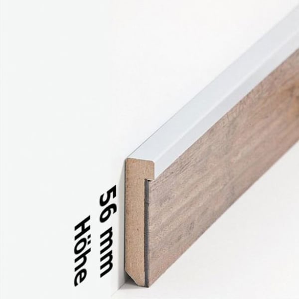 PROVISTON MDF Sockel 13 x 56 x 2500 mm Silverbelagd MDF Core Sockel för vinylgolv 25 meter | 10 stycken