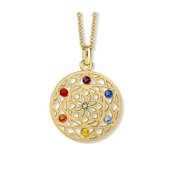 Elegant halsband med Chakra Flower-kristaller 30091.MLT.G