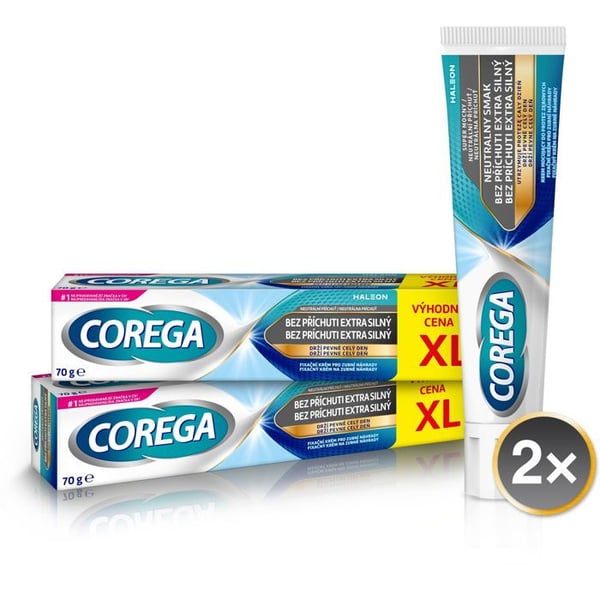 COREGA smaklös extra stark fikseringskräm XL 2×70 g