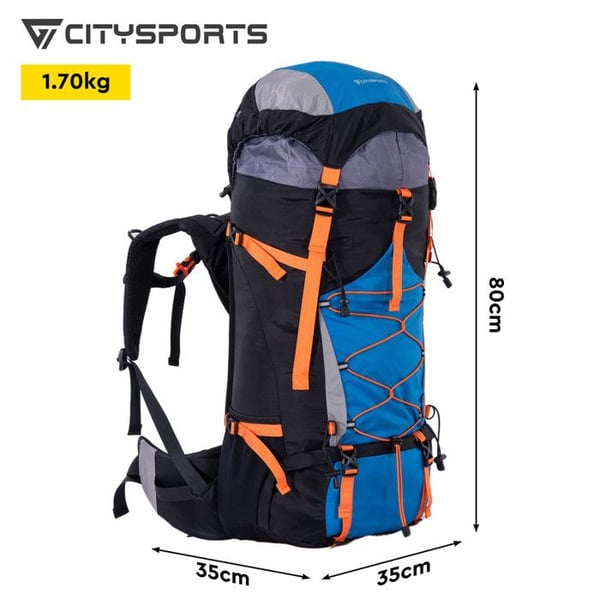 CITYSPORTS Ryggsäckar 70*33*23CM 55L+5L för vandring, sport och utomhusaktiviteter blå