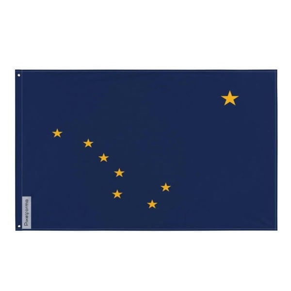 Alaskas flagga – 90 x 150 cm – Slitstark polyester – 2 metalöglor – Inomhus / Utomhus – Pixelforma