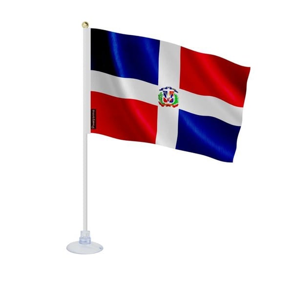 Mini Flagga av Dominikanska republiken – Sugpropp – 14 x 21 cm – För Slät Yta – Polyester – 1 styck – Pixelforma