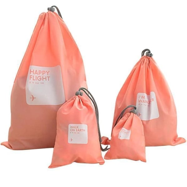 Set med 4 reseförvaringsväskor i nylon med väskkrok - N32FG - Rosa - Vuxen - Blandat