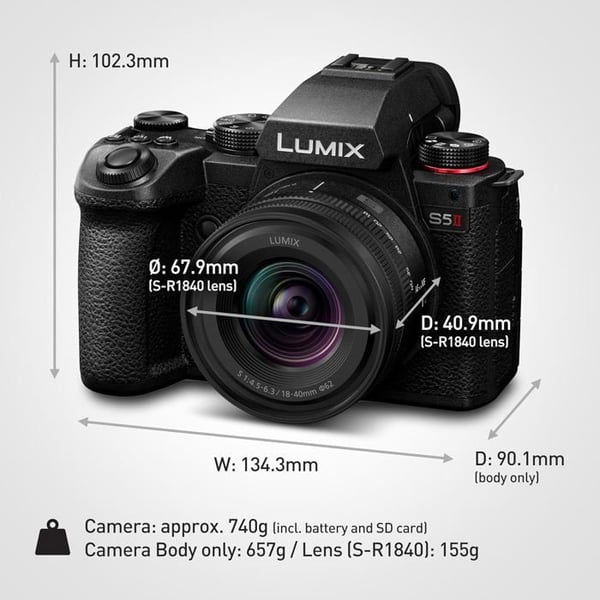 Kamera - PANASONIC - DC-S5M2NE - 24MP - Video 6K - Lumix S 18-40mm objektiv