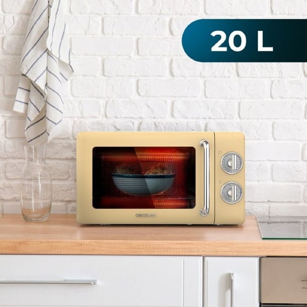 Cecotec Mikrovågsugn med Grill Proclean 3110 Retro Gul. 20 L, 700 W i 6 nivåer, timer upp till 30 minuter.