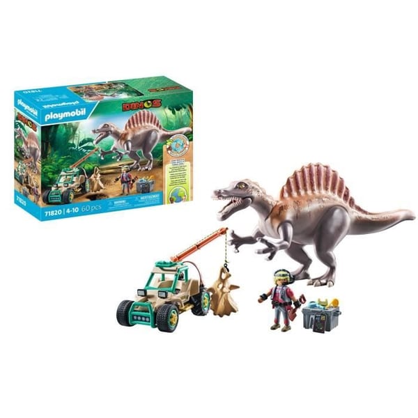 PLAYMOBIL 71820 Spinosaure, forsker og drejbar kranbil, Dinos, 60 dele, Fra 4 år