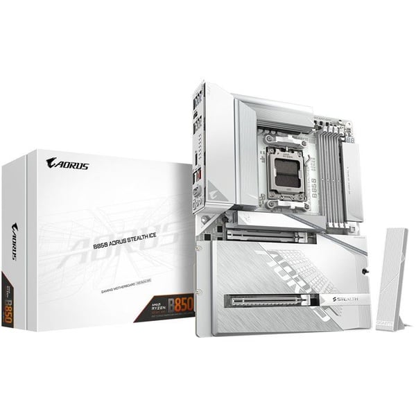 Moderkort - GIGABYTE - B850 A STEALTH ICE - ATX-format - Chipset AMD B850 - DDR5 & PCIe 5.0 - WiFi 7
