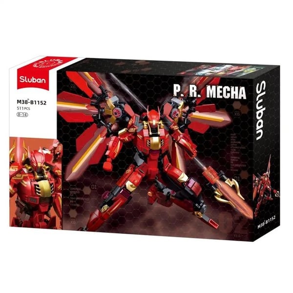 Byggklossar - SLUBAN - PR Mecha röd - Röd - 511 bitar - Futuristisk rustning, rörliga lemmar