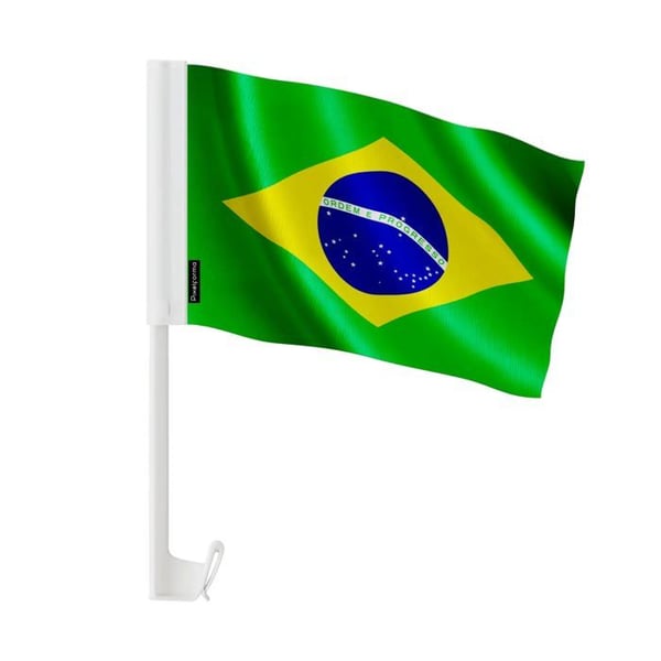 Bilflagga Brasilien – 14 x 21 cm – Polyester Tyg – Fästning på Fönster – 10 stycken – Pixelforma