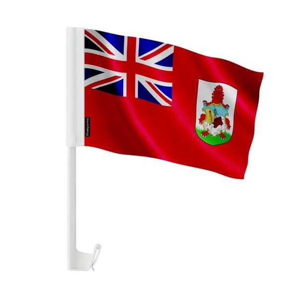 Bermuda Bilflagga – 14 x 21 cm – Polyester Tyg – Fäste på Fönster – 20 stycken – Pixelforma