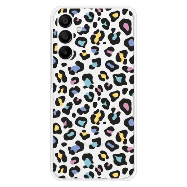 Tryckt silikonfodral som är kompatibelt med Samsung Galaxy A15 Färgglad leopard
