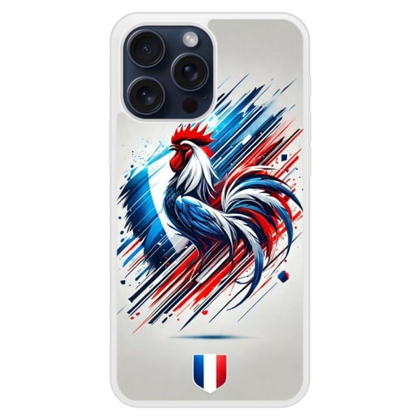 Förstärkt silikonfodral med tryck, kompatibelt med Apple iPhone 15 Pro Max, Coq Français