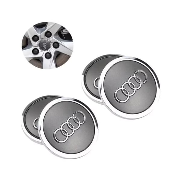 Cache Moyeu - Audi - 69mm - Grå - Centrumhjulslogo - Lätt att Installera