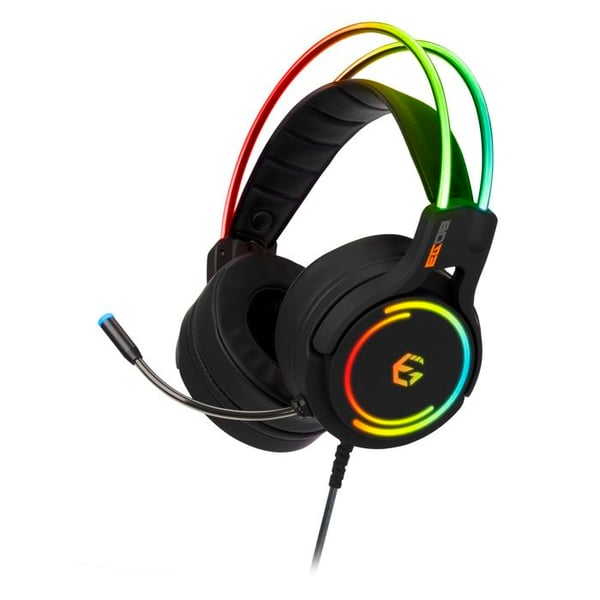 EgoGear - Premium RGB trådbunden spelhörlurar SHS50, 50 mm högtalare, 2 st 3.5mm jack + USB-kabel, ljudsplitter för- USED