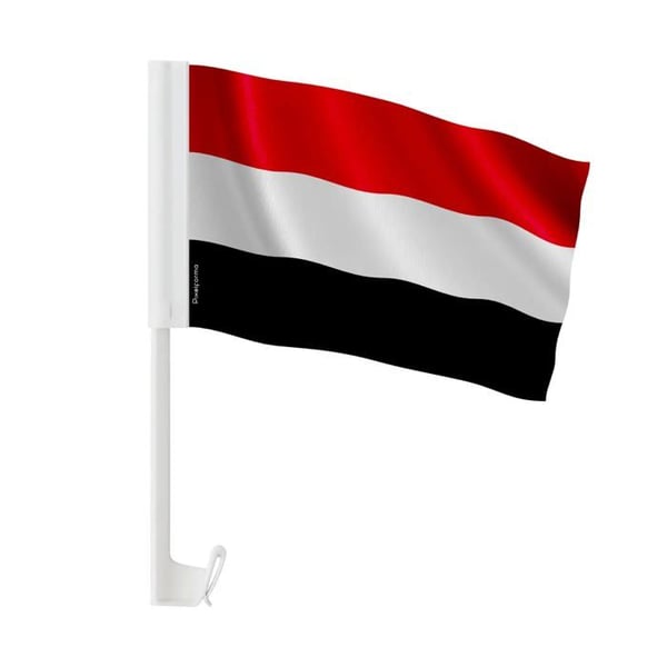 Yemen Bilflagga – 14 x 21 cm – Polyester Tyg – Fäste på Fönster – 20 stycken – Pixelforma