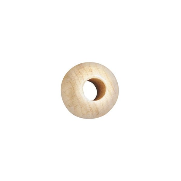 Träpärlor, polerade, 25 mm ø, natur, borrade 10 mm, 5 st
