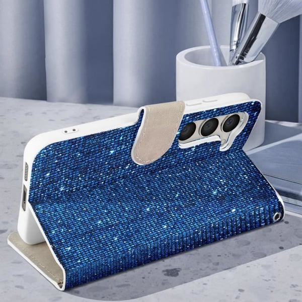 Fodral till Samsung Galaxy S23 Glitter Disco Wallet Stand Video Blue
