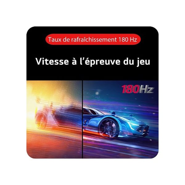 2,5K PC-skærm med 2560 x 1440 pixels, 1 ms responstid, buet VA-panel, 180 Hz, HDR10, FreeSync.