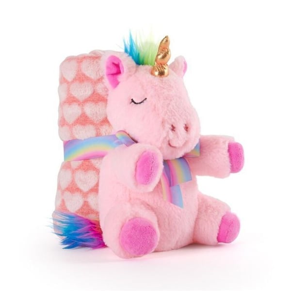 Täckning - PERLETTI - Lily Unicorn - Rosa - Mjuk plysch - Maskintvättbar