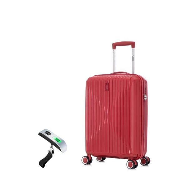 Kabinväska 55x35x25cm i Okrossbart Polypropen | Väska CELIMS SkyCruiser | TSA-lås | 8 hjul 360 | Röd