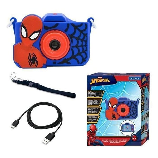 LEXIBOOK - Barnkamera med skydd - 4 i 1 - Spiderman - Minneskort ingår