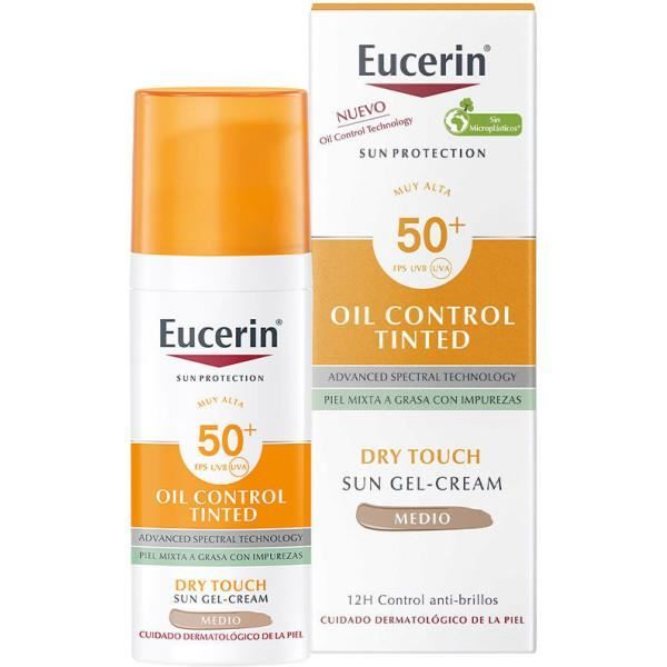 Solskyddsmedel - Eucerin - Skyddsolja Kontroll av olja SPF50+ - Icke fet - Färgad Medium - 50 ml