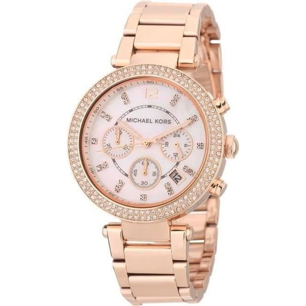 MK5491 Kvartsklocka för kvinnor - MICHAEL KORS - Armband i rostfritt stål - Roséguld - Rhinestones